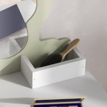 Kids Dressing Table With Mirror And Stool, Drawer, Storage Boxes - White | White