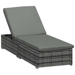 Garden Sun Lounger Rattan Recliner Lounger Chair | Grey