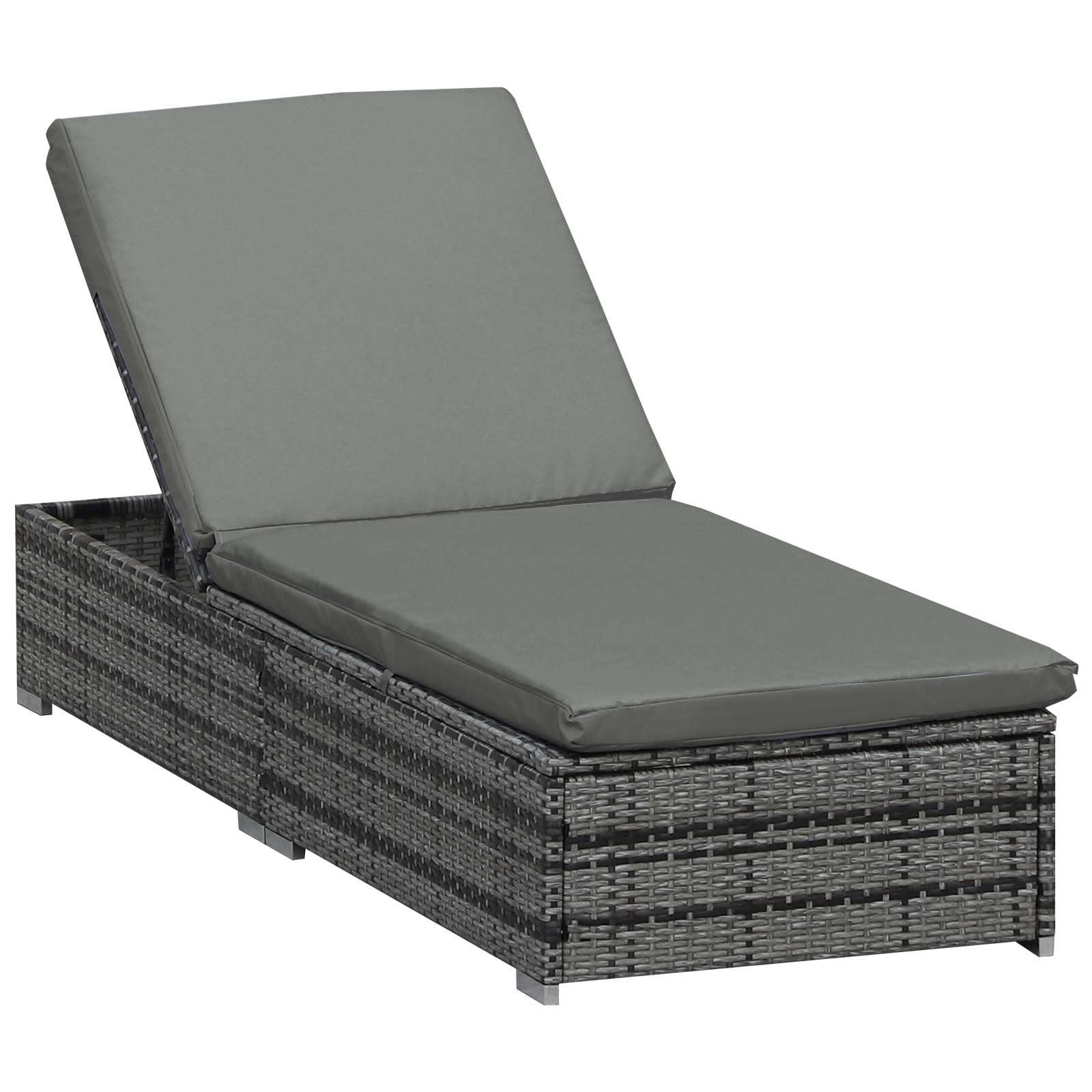 Garden Sun Lounger Rattan Recliner Lounger Chair | Grey