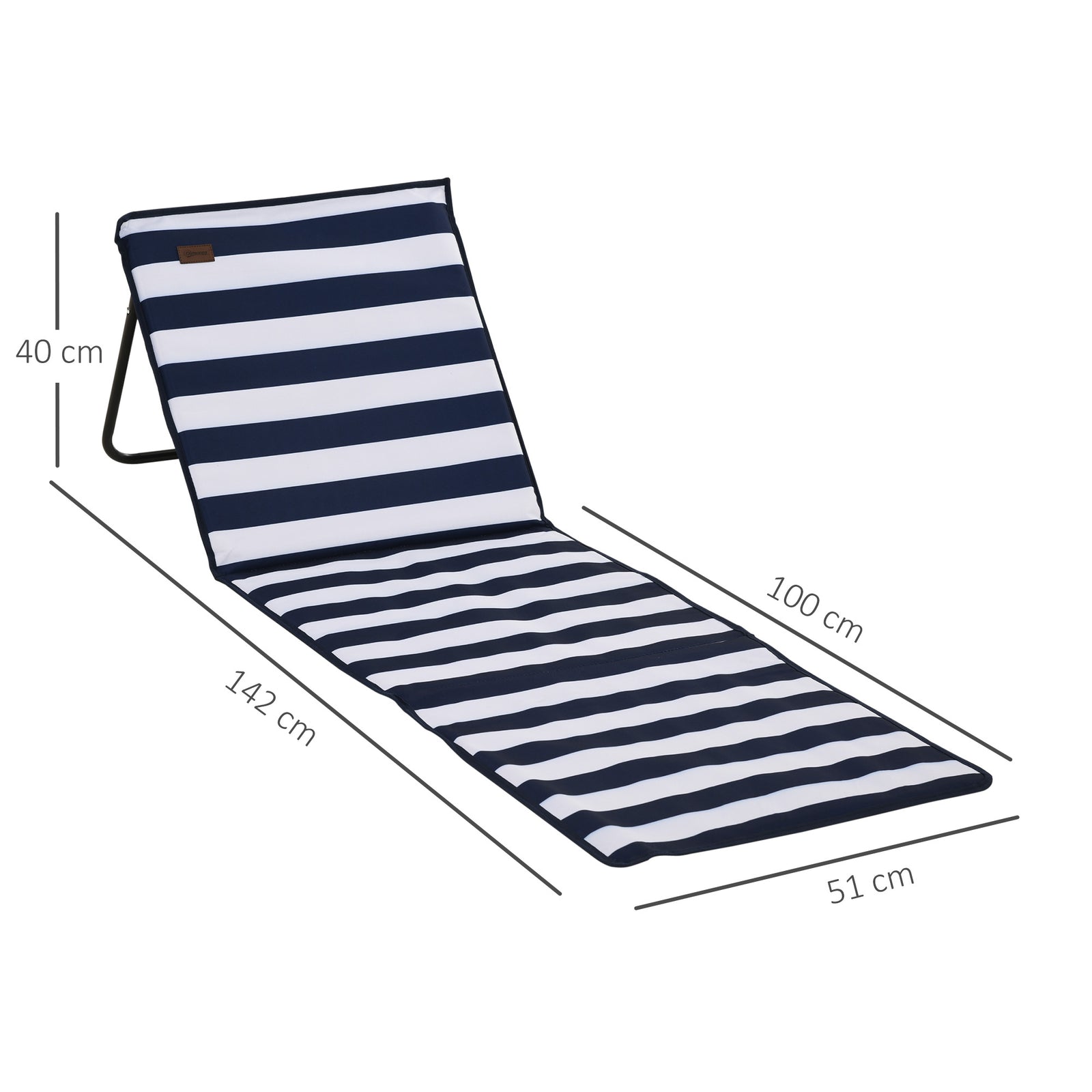Garden Beach Chair Mat, Sun Lounger Seats With Adjustable | Blue & White