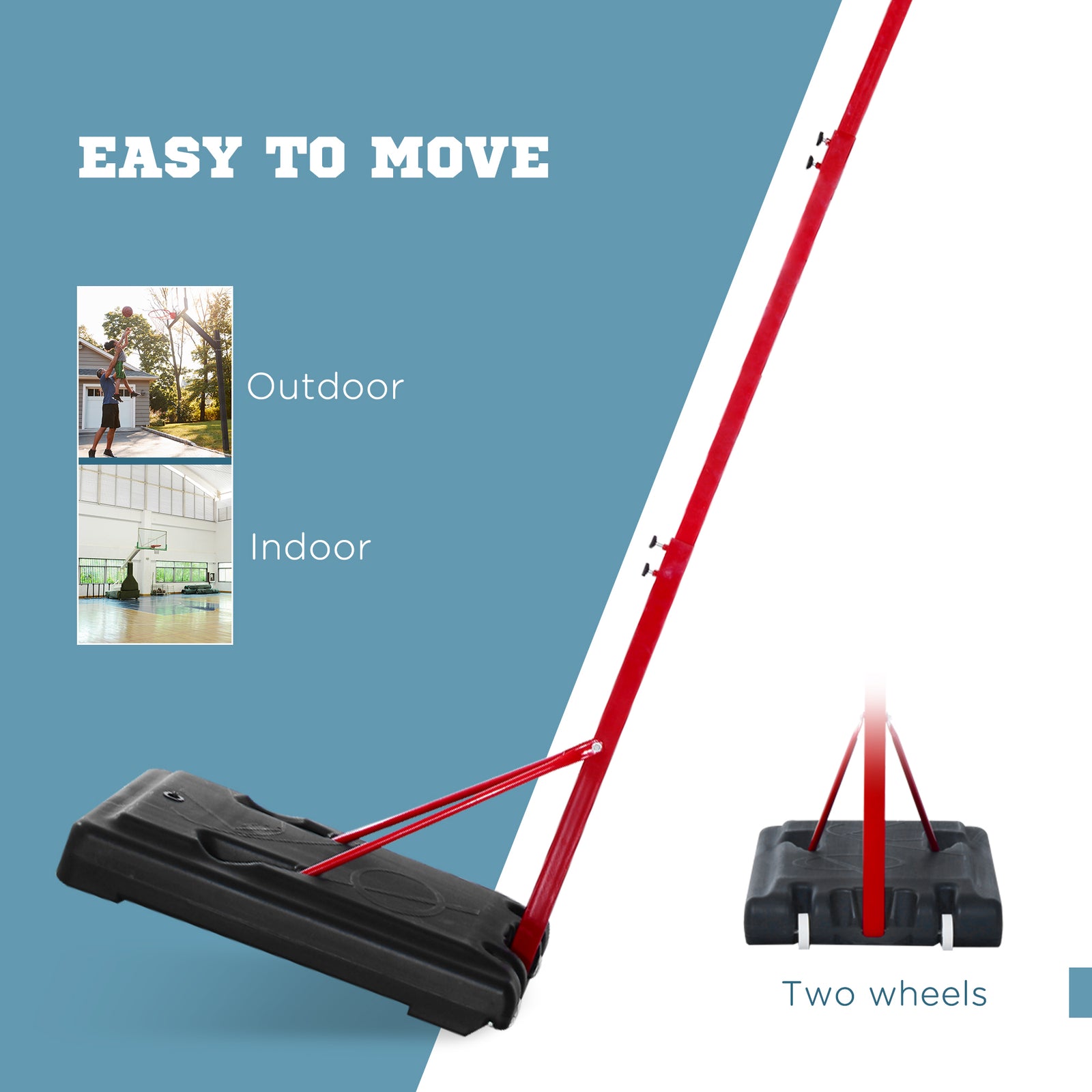 Adjustable Basketball Stand Backboard With Wheels | Red