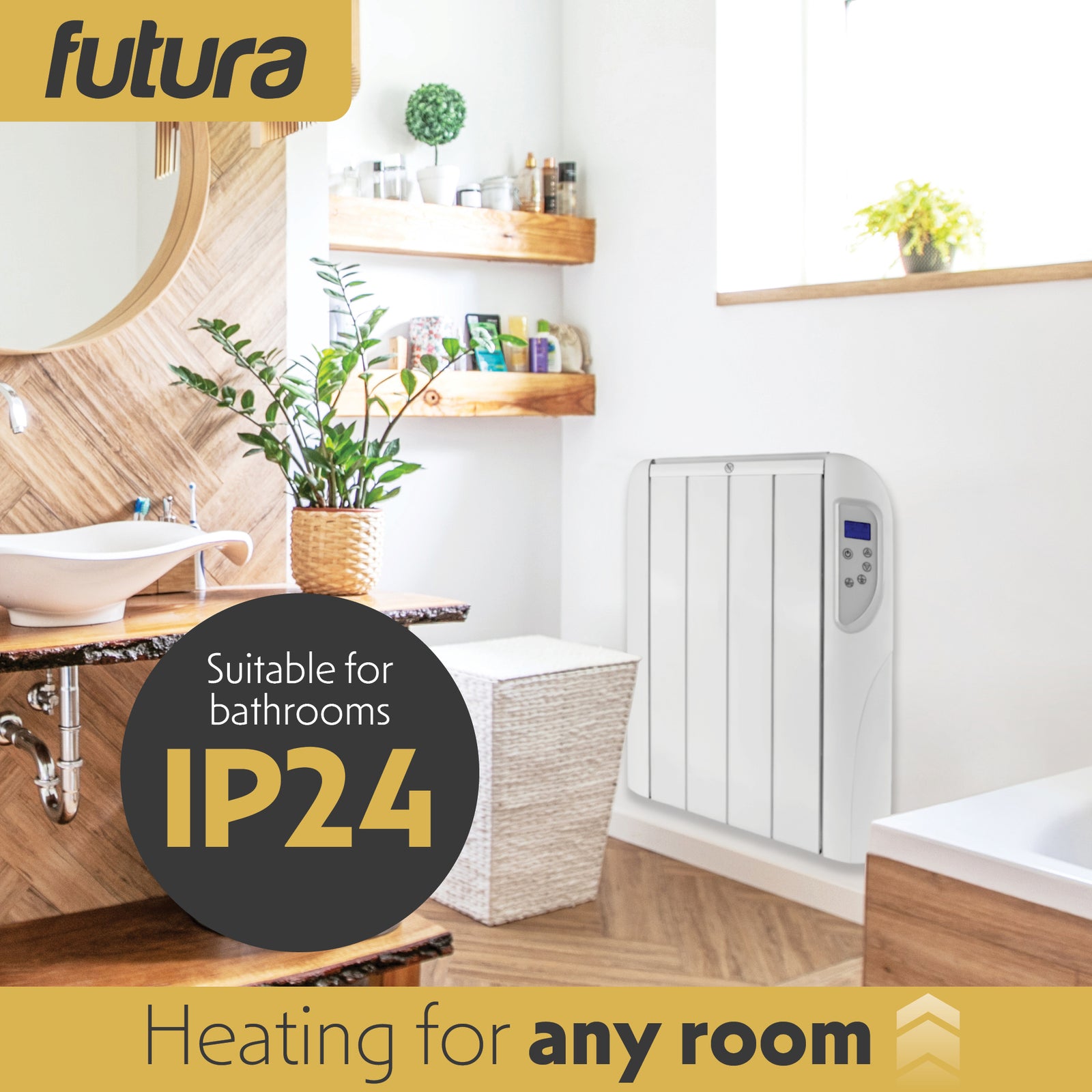 Electric Radiator Panel Heater Wall Mounted Advanced Timer Digital Thermostat, Bathroom Safe Room Heater | 1000w | White