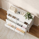 HOMCOM Fluted Chest Of Drawers 6 Drawer Dresser For Bedroom Hallway