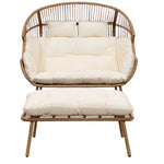 Cocona 2 Seat Standing Egg Chair And Stool | One Size | Cream
