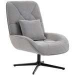 Swivel Accent Chair, Chenille Armchair With Lumbar Pillow | Light Grey