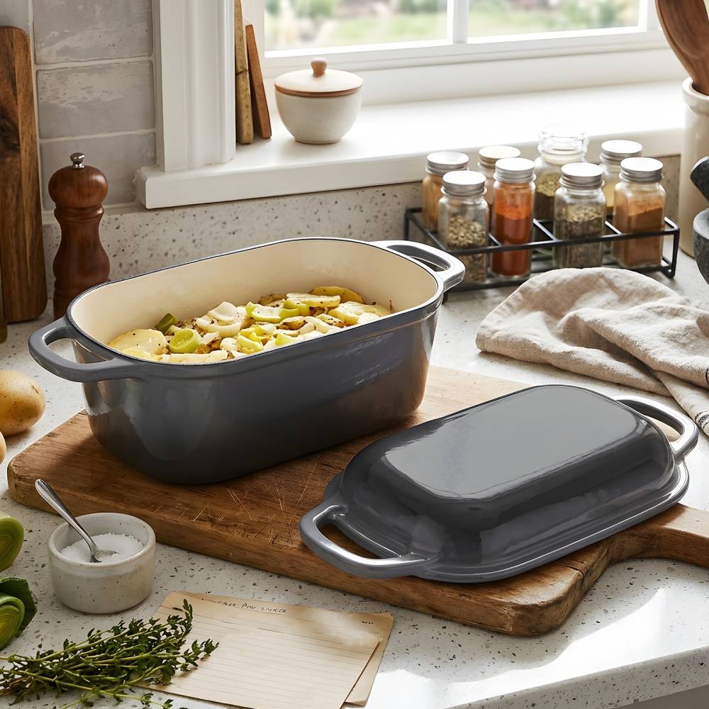 3.8l Enamelled Cast Iron Dutch Oven, Round Heavy Duty Casserole Pot With Lid, Ideal For Bread Baking