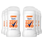 Women Whole Body Deodorant Stick Fresh Citrus Aluminium Free 50ml, 6 Pack