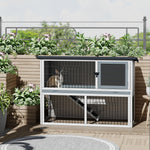 Rabbit Hutch W/ Removable Tray Openable Top For Indoors & Outdoors Grey