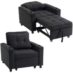 3-in-1 Sofa Bed, Convertible Sleeper Chair With Adjustable Backrest | Black