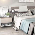 C-shaped Mobile Table Sofa Over Bed Side Nightstand | Brown