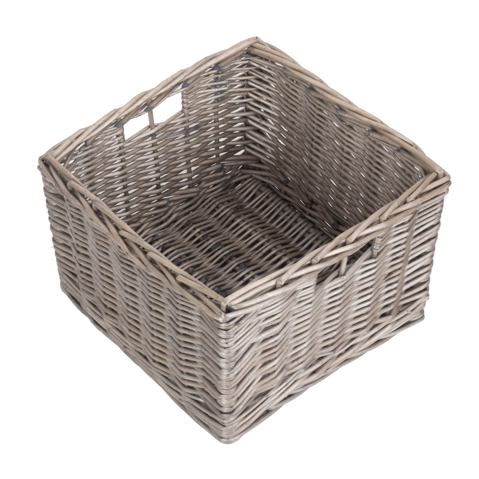 Wicker Square Antique Wash Unlined Storage Basket | Small | Brown