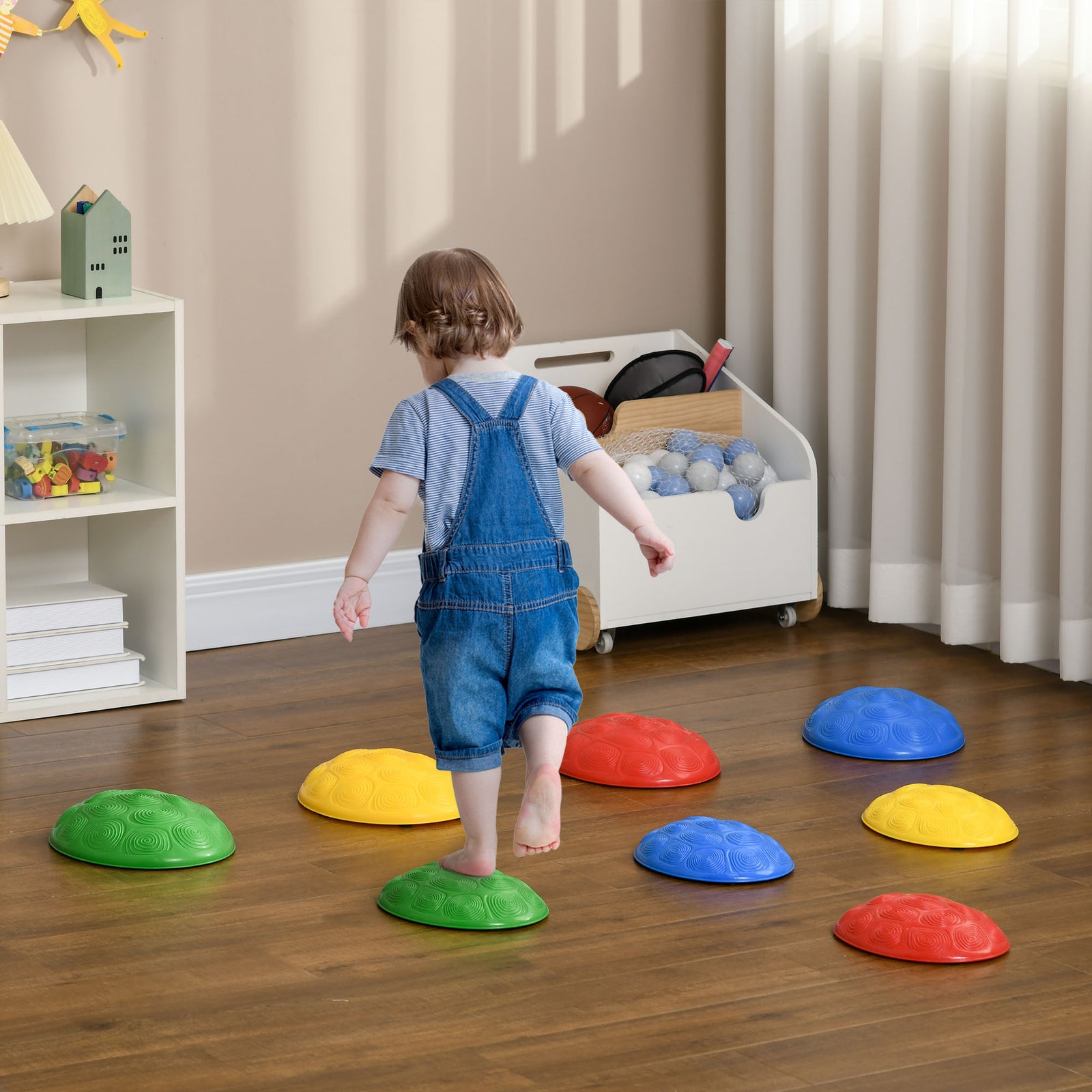 Balance River Stones (6-8 stones) W/ Non-slip Mats For Ages 3-8 Years | Large | Multi Colour