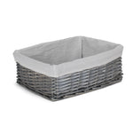 Wicker Antique Wash Storage Basket With White Lining | Set-of-3 | White