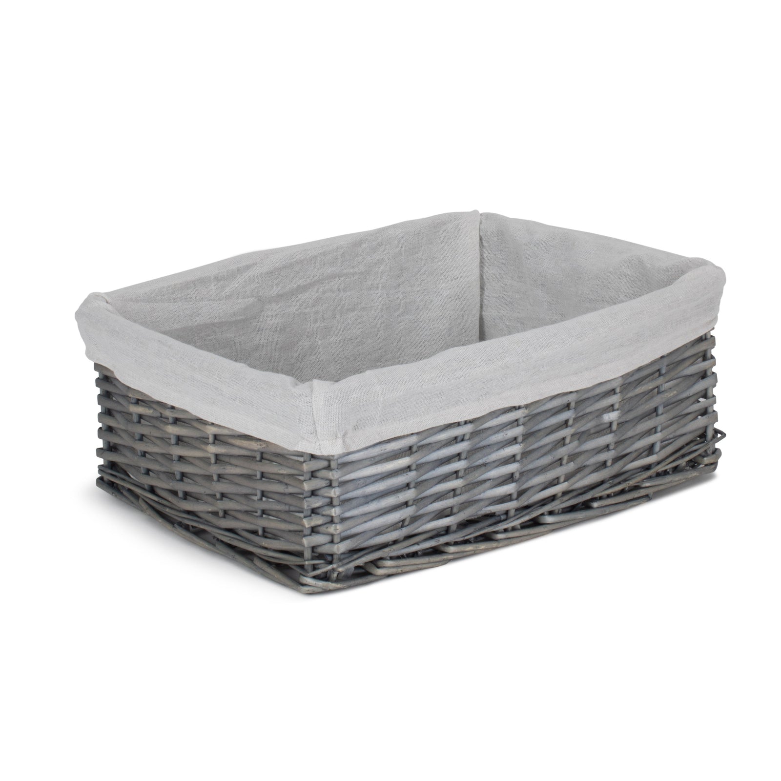 Wicker Antique Wash Storage Basket With White Lining | Set-of-3 | White