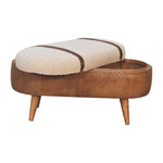 Artisan Furniture Solid Wood Tan Buffalo Boucle Nordic Bench, Upholstered