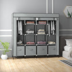 Fabric Wardrobe W/ 12 Shelves 2 Hanging Rails Foldable Closets
