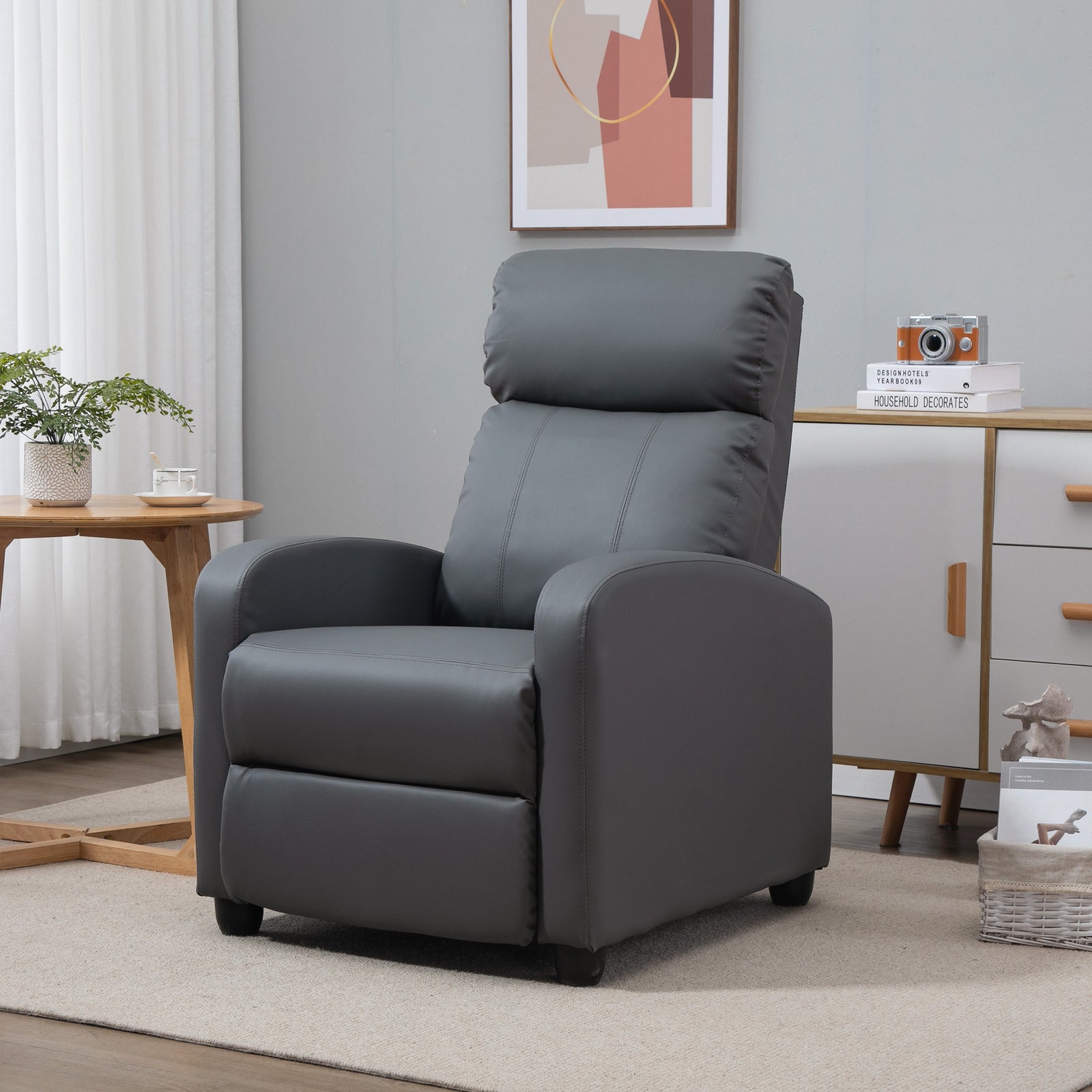 Recliner Sofa Chair Pu Leather Massage W/ Remote | Gray