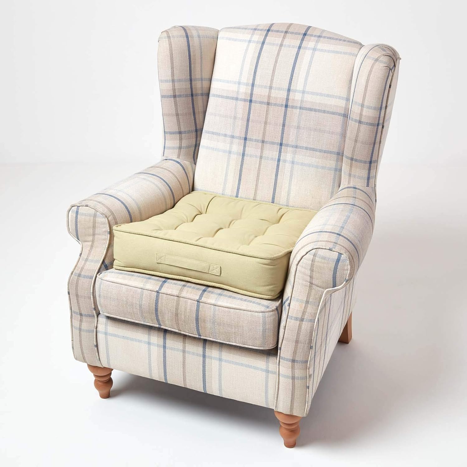 Cotton Armchair Booster Cushion | 50cm x 50cm | Sage Green