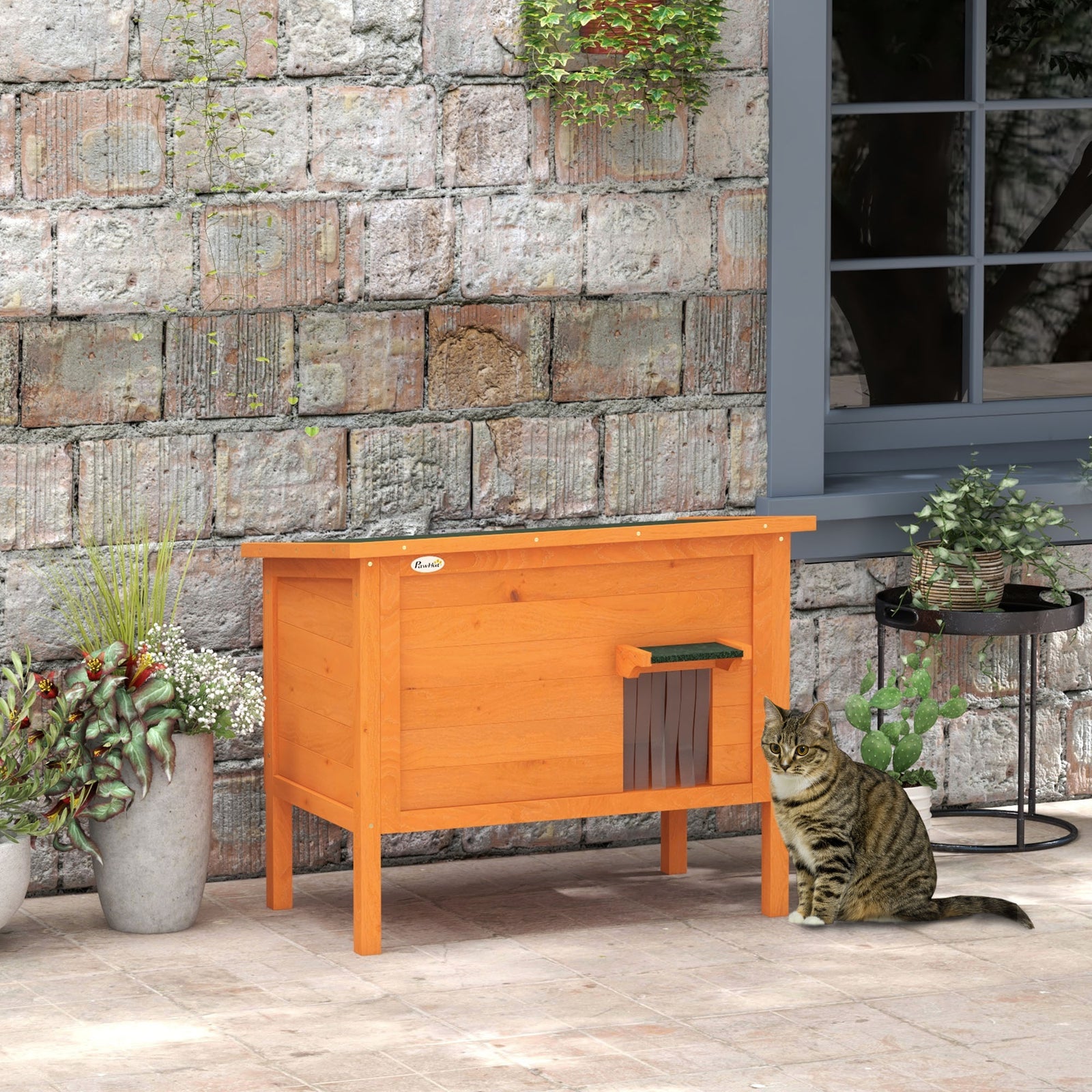 Outdoor Feral Cat House Insulated W/ Openable Roof | Orange