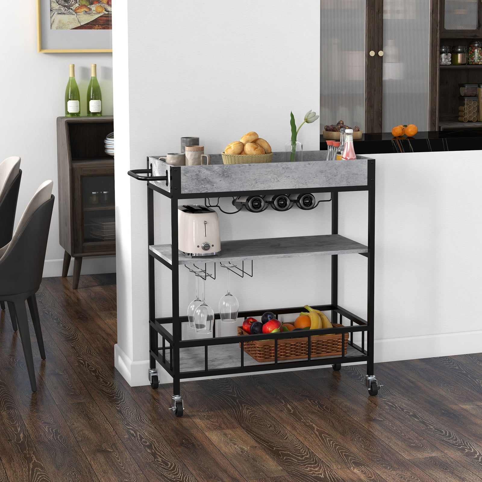 Kitchen Bar Cart Kitchen Island On Wheels With Wine Rack
