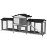 Two-tier Wooden Rabbit Hutch Guinea Pig Hutch W/ Two Runs, Slide-out Tray, Ramp