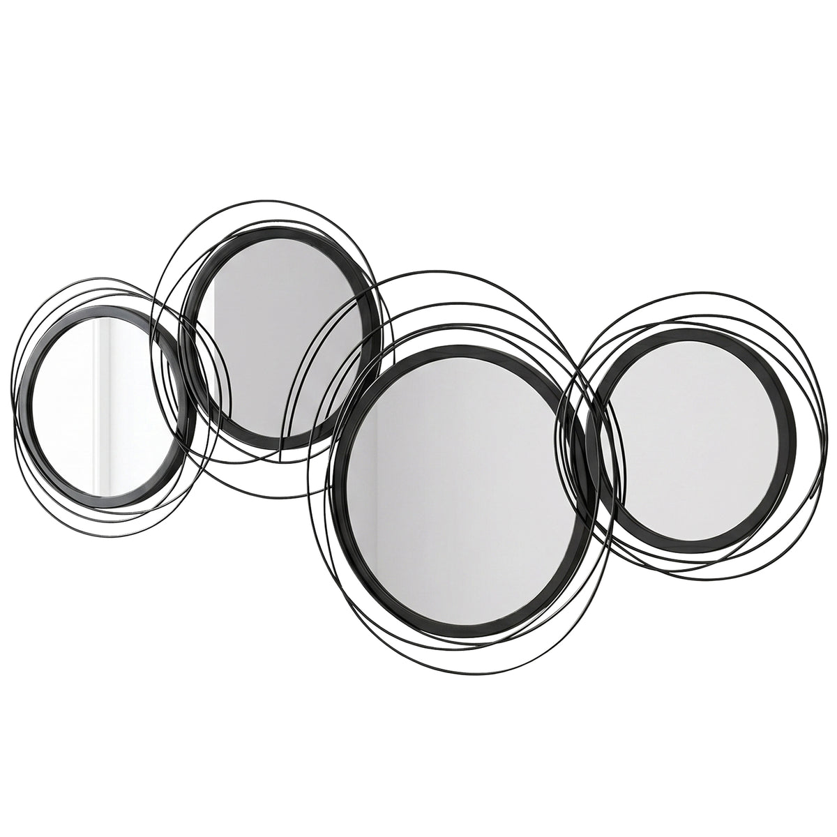 HOMCOM Metal Wall Art Decorative Mirror Decor Modern Wall Sculpture, Black