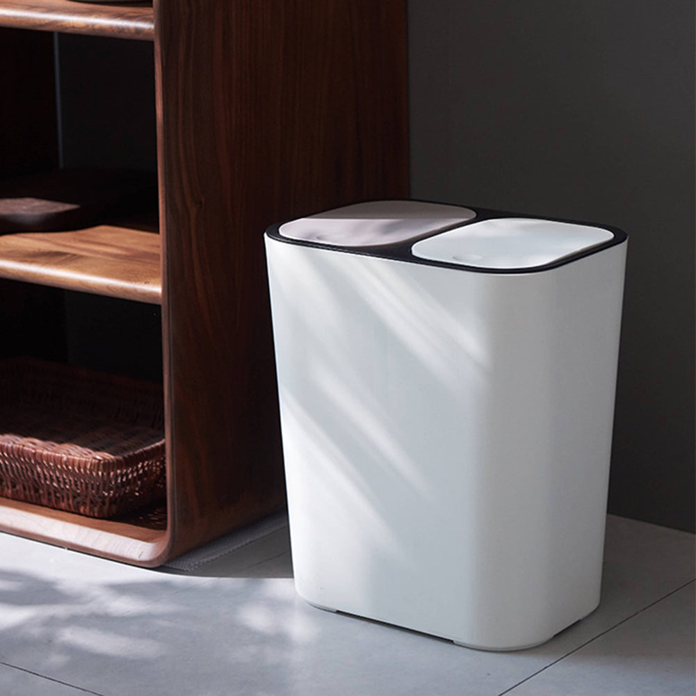 Kitchen 15l Rubbish Dustbin Double Recycling Bin 2 Section White
