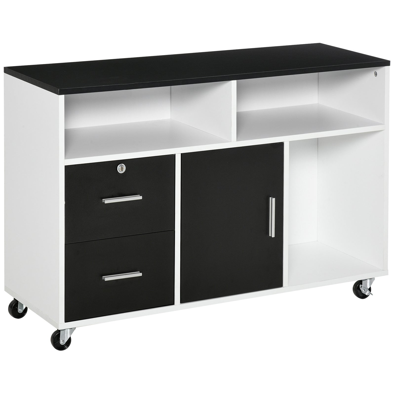 HOMCOM Office Mobile Cabinet Storage Organizer With Castor