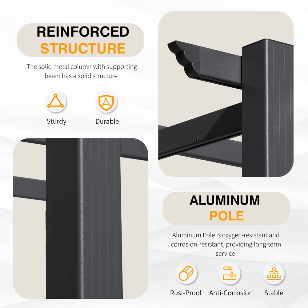 3x3m Aluminum Pergola with Retractable Roof – Waterproof Metal Patio Canopy for Deck & Outdoor Living