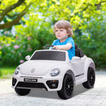 Volkswagen Beetle Licensed 12v Ride On Car W/ Remote Control | White