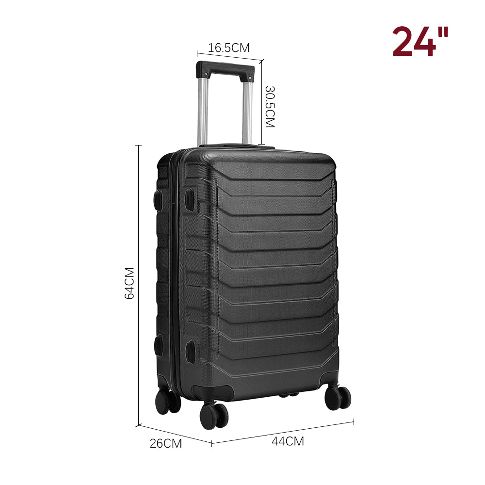 Rolling Hardshell Luggage Travel Suitcase 24" | Black