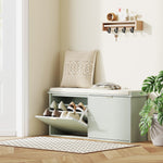 Shoe Storage Bench With Cushion And Flip-drawer | Large | Green