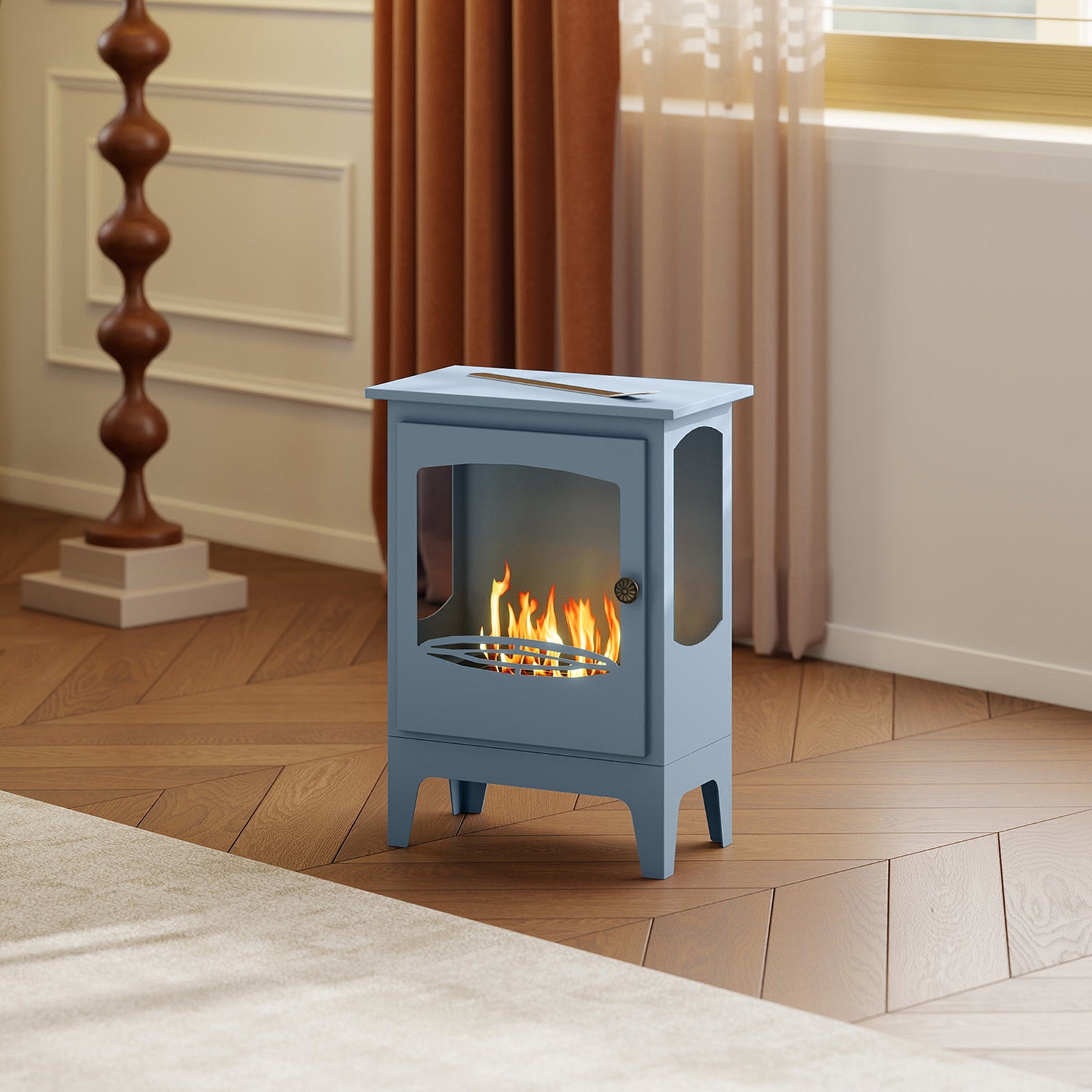 Freestanding Bioethanol Fireplace Ethanol Fireplace Stove | Grey