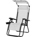 Zero Gravity Chair Adjustable Patio Lounge W/ Cup Holder | White