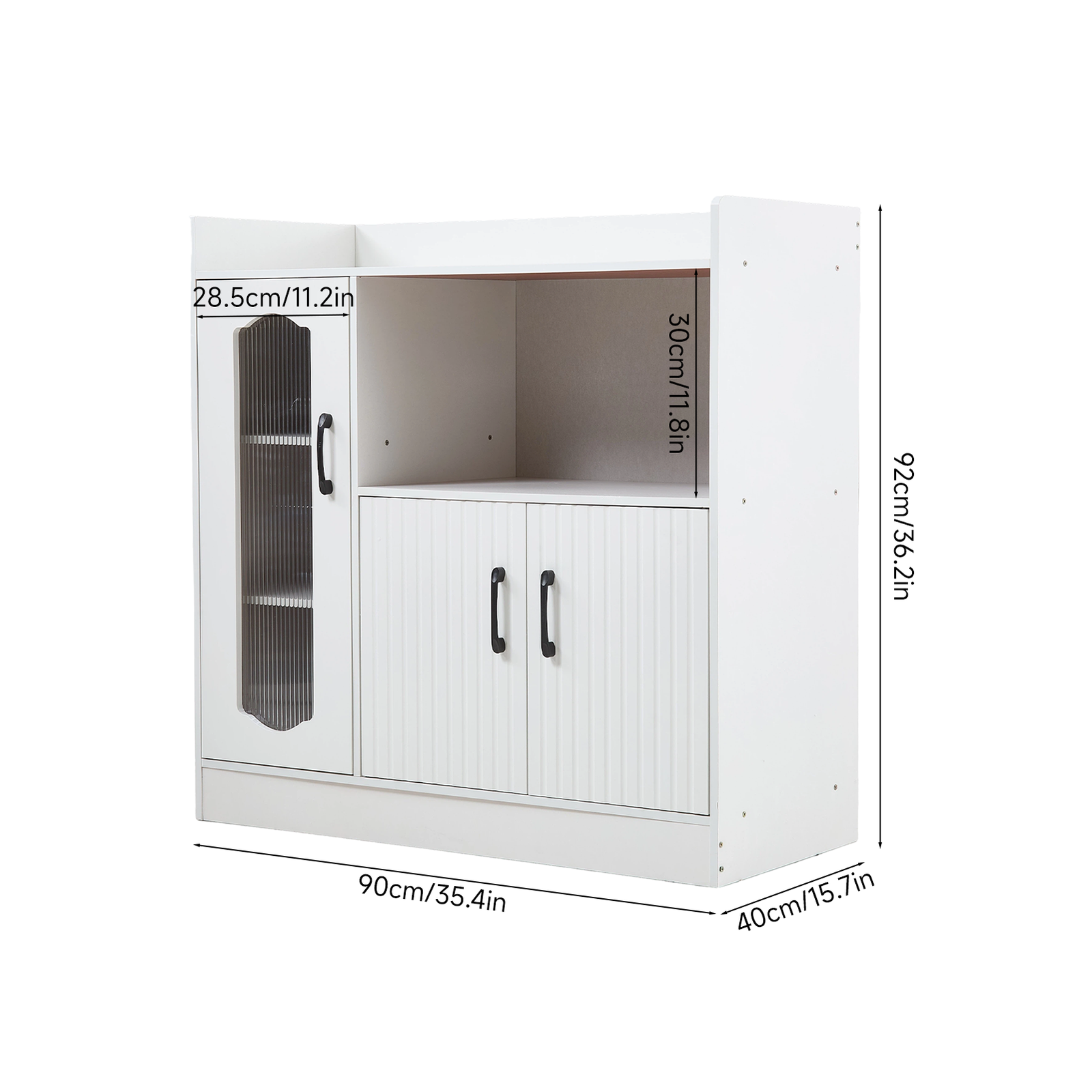 Breeins Wooden Sideboard Storage Cabinet With Microwave Counter Display
