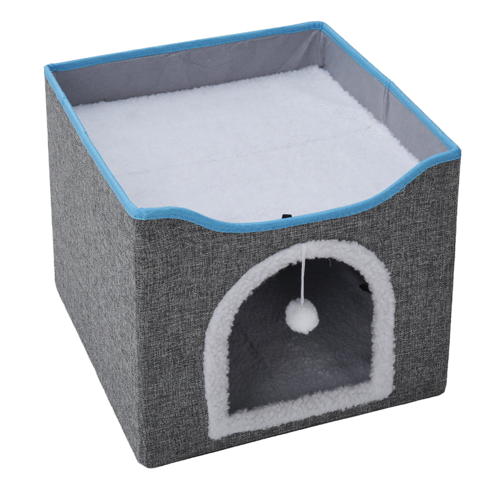 Foldable Multifunctional Cat Bed With Scratching Pad | Dark Grey