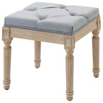 HOMCOM Vintage Foot Stool With Wood Legs, Light Grey