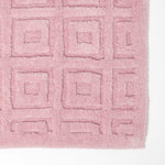 Tufted Cotton Blend Tile Design Bath Mat | 50 x 80cm | Blush Pink
