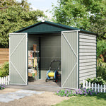 8x5.7ft Large Outdoor Metal Tool Shed With Apex Roof – Lockable Double Doors, Ventilated & Weather-resistant Garden Storage Shed | White