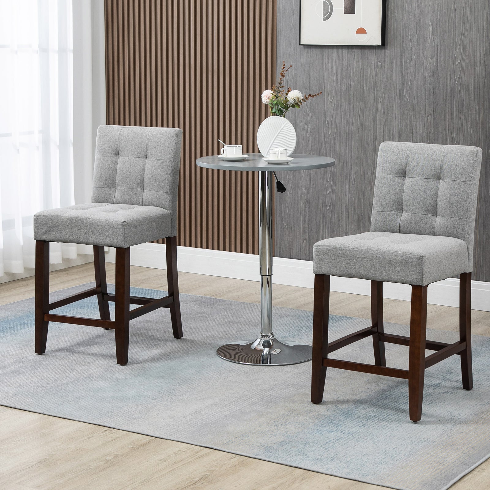 Modern Fabric Bar Stools With Wood Legs