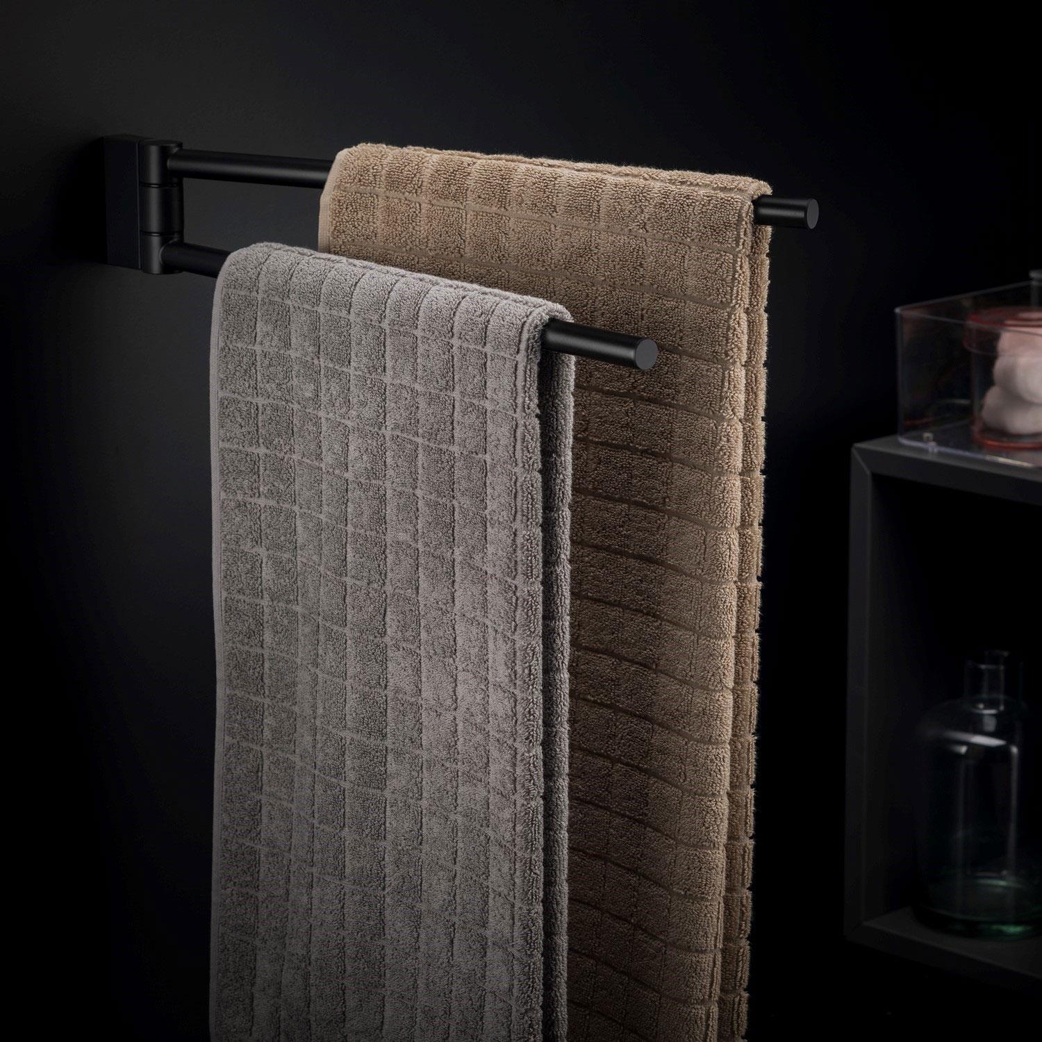 Towel Rail, Black Matt, Wall-mounted, 41 Cm. Collection Bwc
