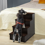 4 Step Wooden Dog Steps Pet Stairs Cat Ladder For Bed Couch | Brown