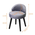 Modern Velvet Slipper Chair Dressing Table Chair With Solid Wood Legs