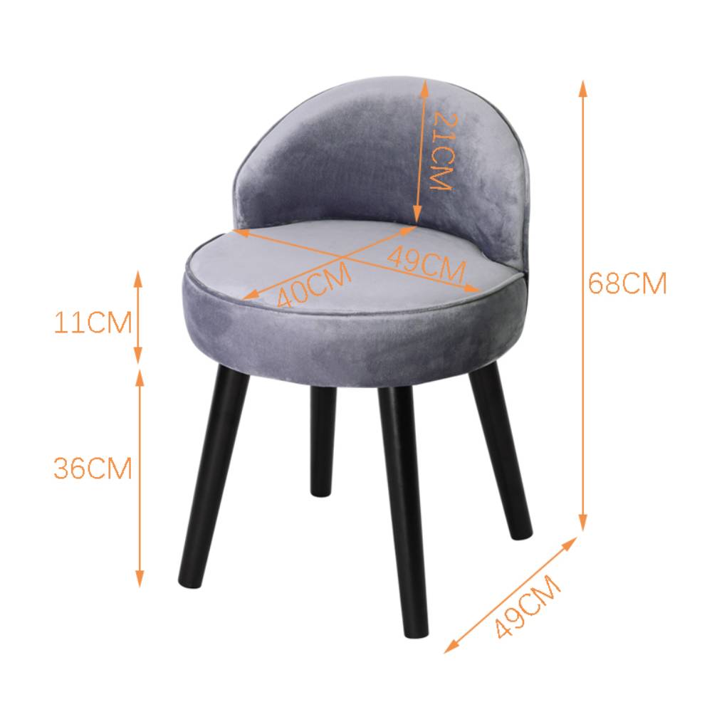 Modern Velvet Slipper Chair Dressing Table Chair With Solid Wood Legs