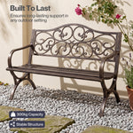 Garden Bench, Outdoor Bench,300kg Metal, Floral Pattern, Bronze | Bronze
