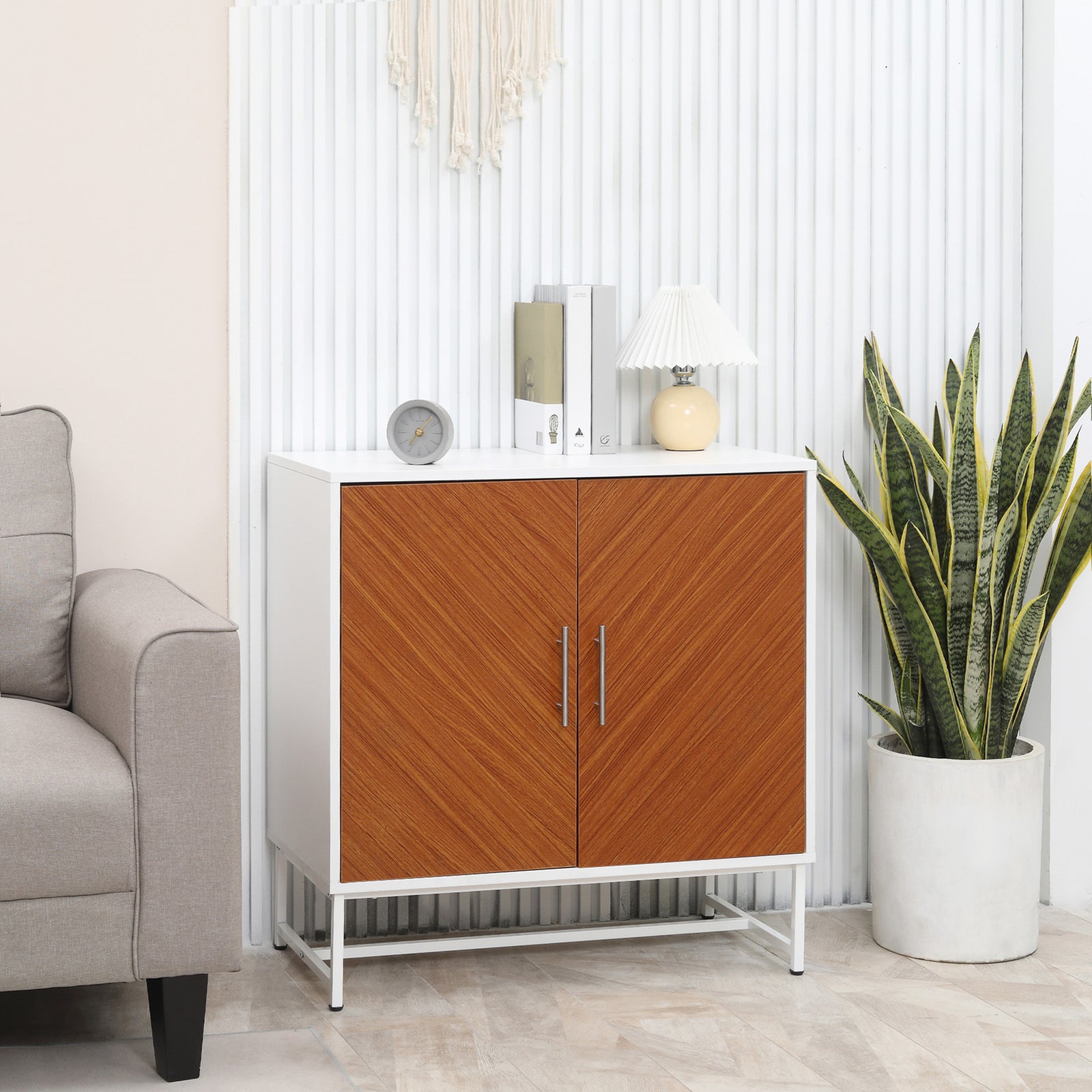 HOMCOM Freestanding Kitchen Storage Cabinet Cupboard Metal Base
