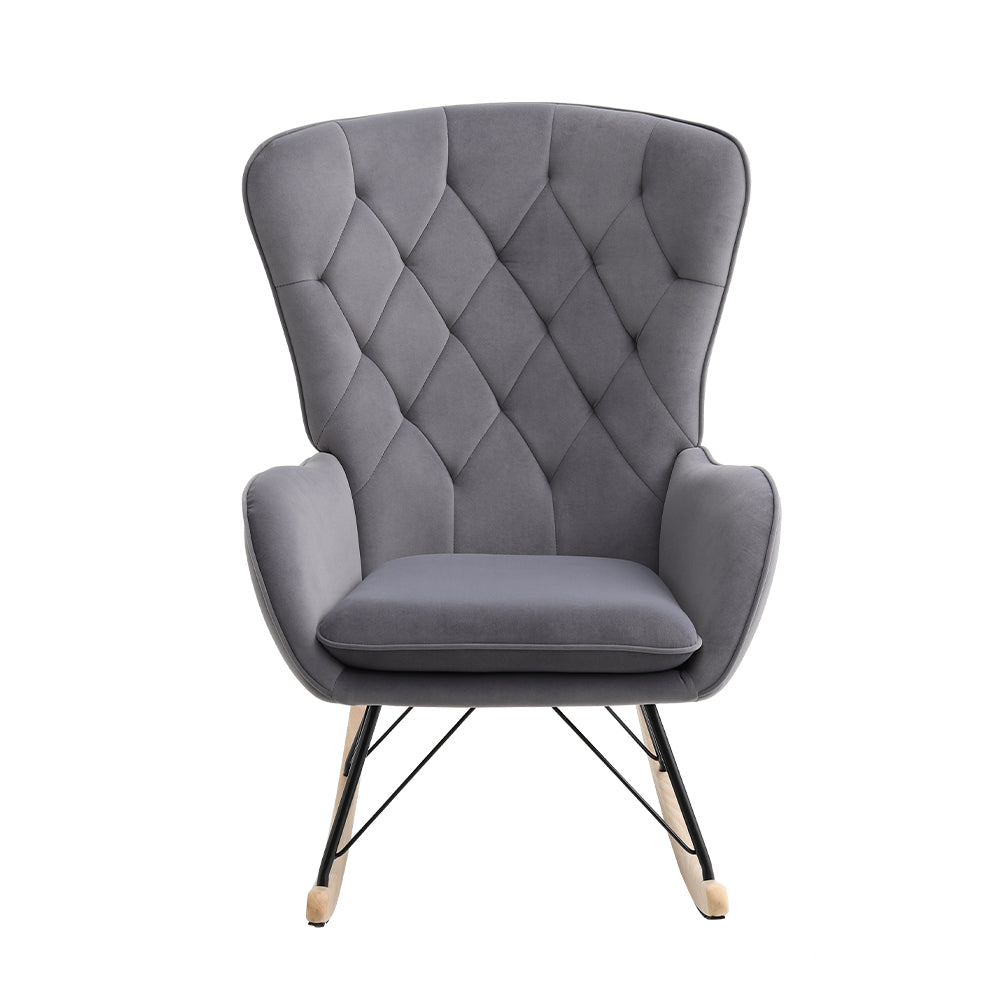 Modern Upholstered Rocking Chair For Living Room Bedroom | One Size | Grey