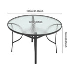 Rectangular Tempered Glass Outdoor Coffee Table With Parasol Hole - 105cm Dia X 72 Cm H | One Size | Black