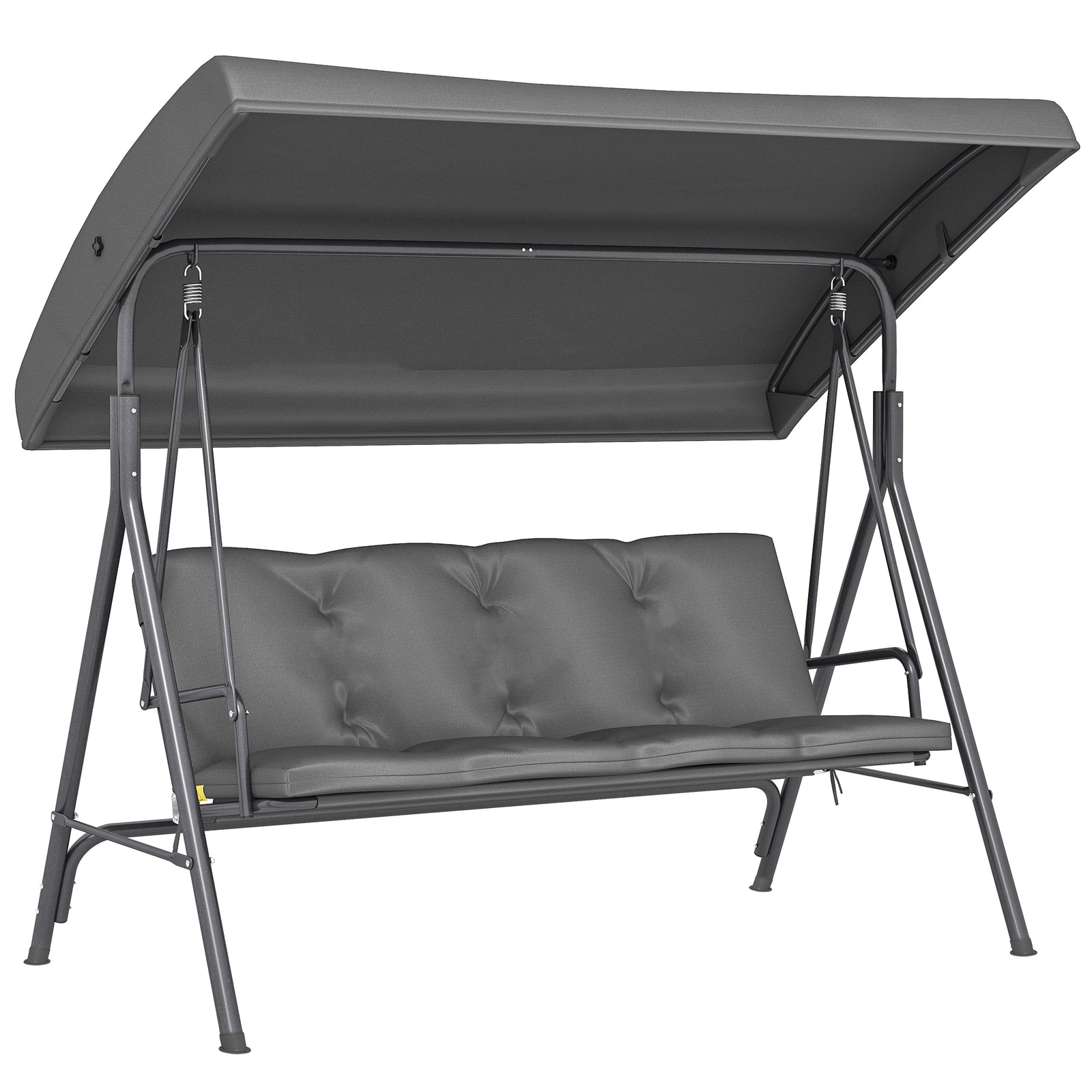 Outsunny 3 Seater Garden Swing Chair, Patio Rocking Bench With Steel Frame
