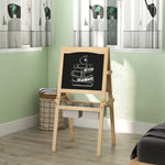 3 In 1 Kids Easel With Paper Roll, Storage Baskets - Natural